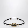 Valentino Garavani Black cord bracelet with enamelled gold V logo