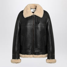 Saint Laurent Black leather and shearling jacket