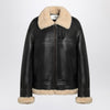 Saint Laurent Black leather and shearling jacket