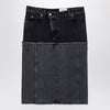 Alexander McQueen Two-tone black denim skirt