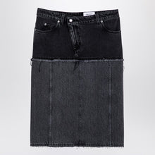  Alexander McQueen Two-tone black denim skirt