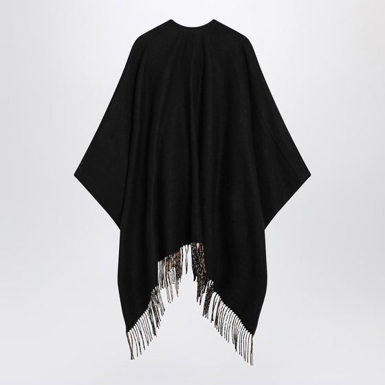 Burberry Black wool cape with Check pattern