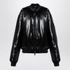 Balenciaga Black leather ostrich-effect bomber jacket