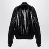 Balenciaga Black leather ostrich-effect bomber jacket