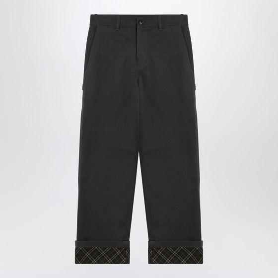 Burberry Black trousers with Check pattern lapels
