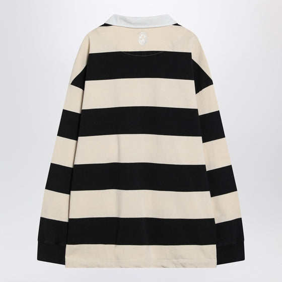 Alexander McQueen Striped Polo Shirt Black/Ivory