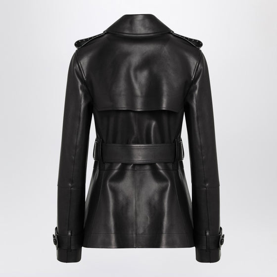 Burberry Short black leather jacket with studs