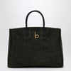 Burberry Rocking Horse small dark green suede tote
