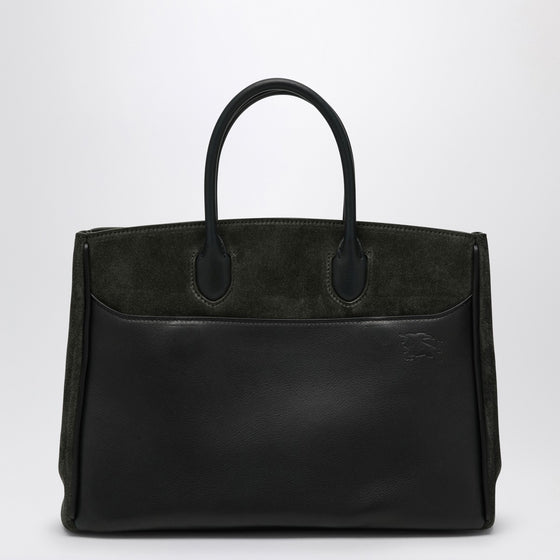 Burberry Rocking Horse small dark green suede tote