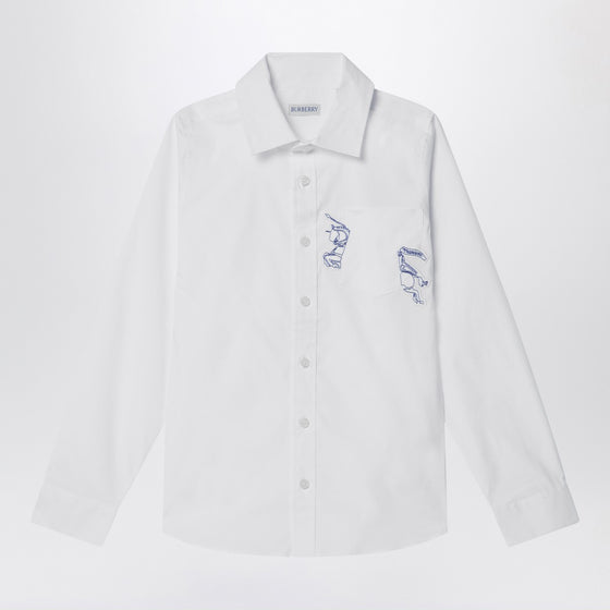 Burberry White stretch cotton shirt with EKD