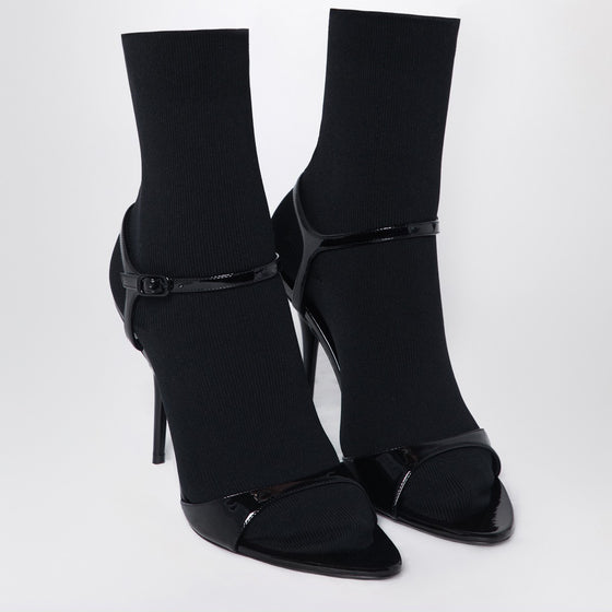 Balenciaga Avenue Sock black sandal in patent leather and mesh