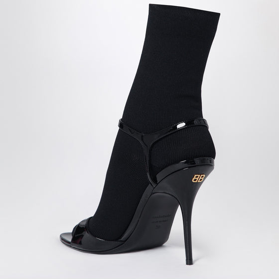 Balenciaga Avenue Sock black sandal in patent leather and mesh