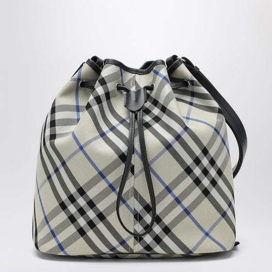 Burberry Medium bucket bag with Lichen-colour Check pattern