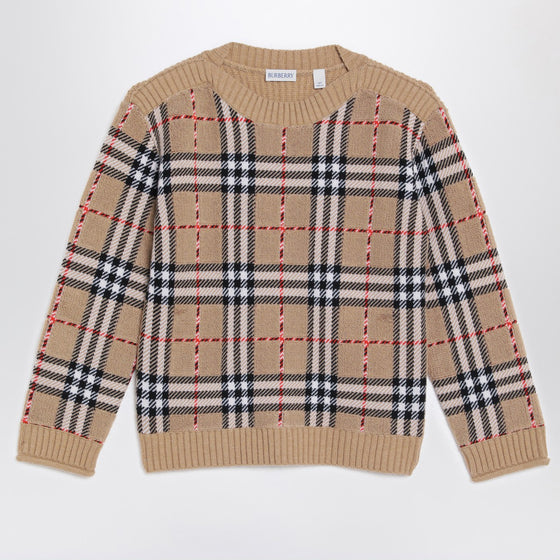 Burberry Beige check wool pullover