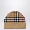 Burberry Sand-colored beanie with Check pattern