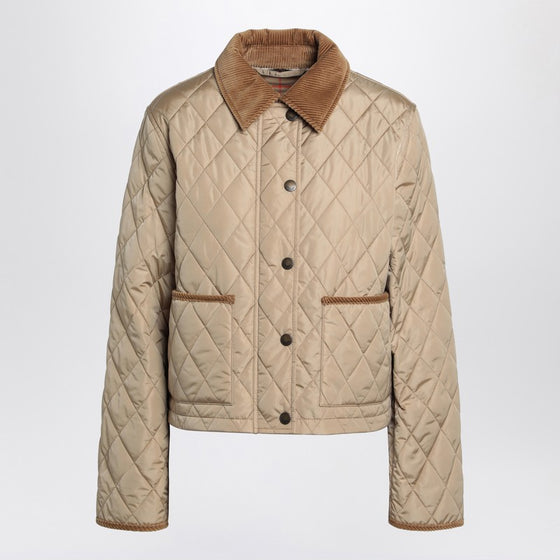 Burberry Cropped beige quilted nylon jacket