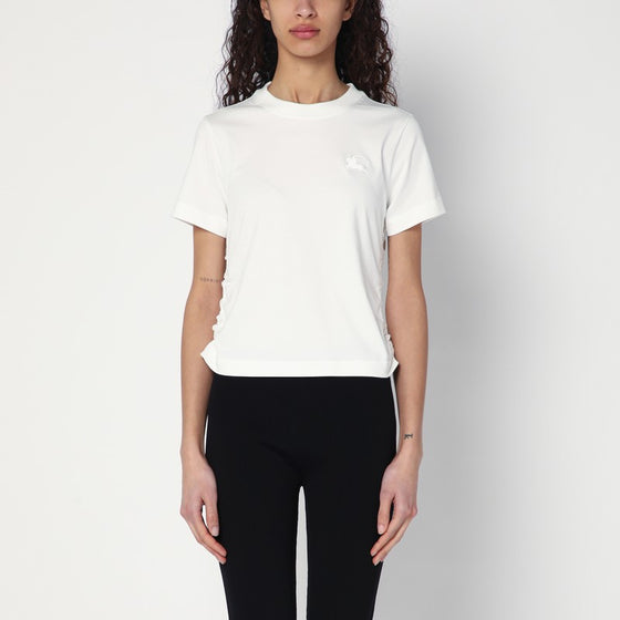 Burberry White T-shirt with check pattern detail