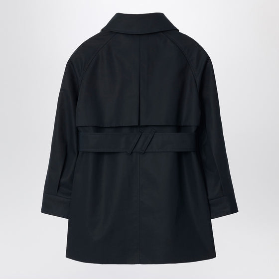 Burberry Single-breasted navy blue cotton trench coat