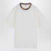 Burberry White cotton T-shirt with Check finishes