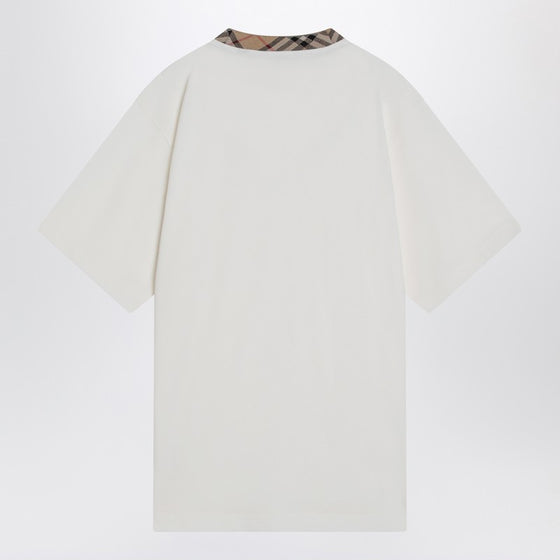Burberry White cotton T-shirt with Check finishes