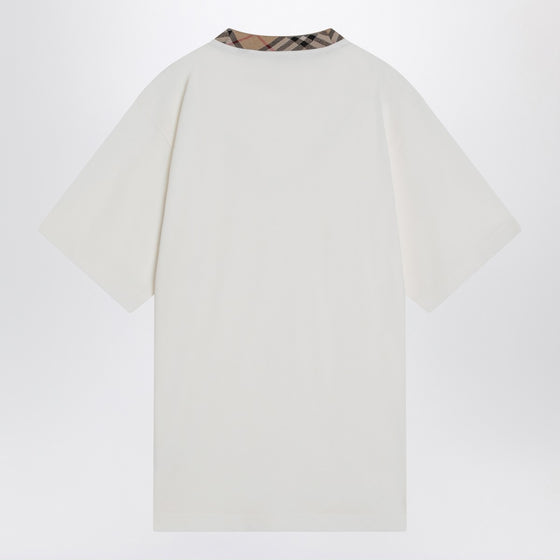 Burberry White cotton T-shirt with Check finishes