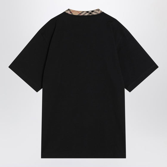 Burberry Black cotton T-shirt with Check finishes