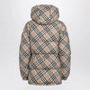 Burberry Hooded check nylon puffer jacket in sand
