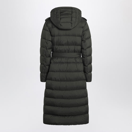 Burberry Dark green double-breasted padded coat with belt
