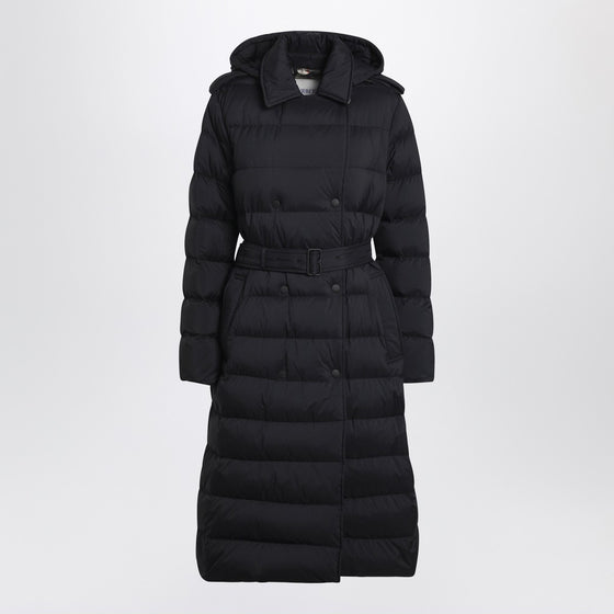 Burberry Black double-breasted padded coat with belt