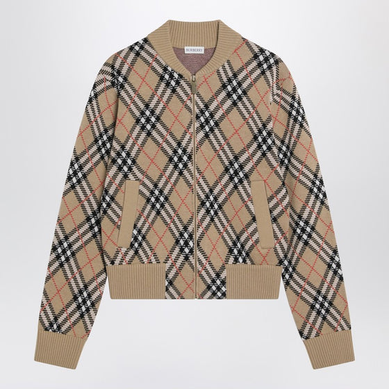 Burberry Check wool zip-up cardigan