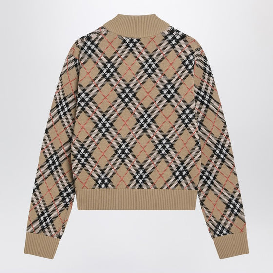 Burberry Check wool zip-up cardigan