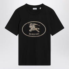  Burberry Black T-shirt with Equestrian Knight Design