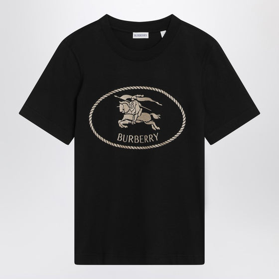 Burberry Black T-shirt with Equestrian Knight Design
