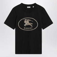  Burberry Black T-shirt with Equestrian Knight Design