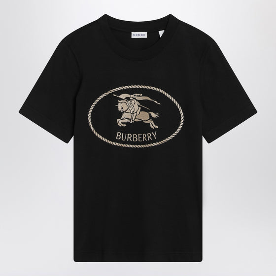 Burberry Black T-shirt with Equestrian Knight Design