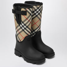  Burberry Tall black Marsh Stamp rubber boots