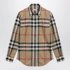 Burberry Slim-fit cotton twill check shirt in archive beige