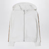 Burberry White zip hoodie with Check trims