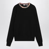 Burberry Black wool sweater with check details