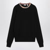 Burberry Black wool sweater with check details
