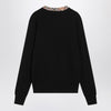 Burberry Black wool sweater with check details