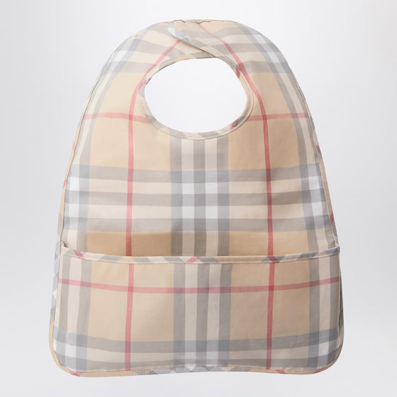 Burberry Light beige bib with Check pattern