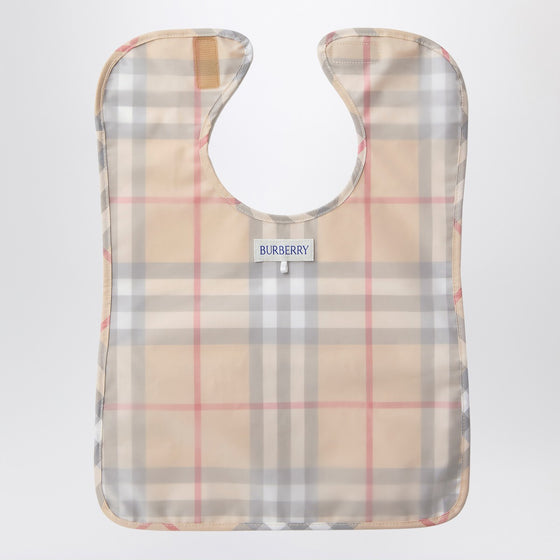 Burberry Light beige bib with Check pattern