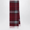 Burberry Burgundy cashmere scarf with a checked pattern