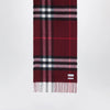 Burberry Burgundy cashmere scarf with a checked pattern