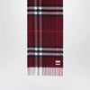 Burberry Burgundy cashmere scarf with a checked pattern