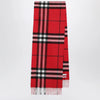 Burberry Check cashmere scarf with fringes in Post Red