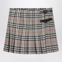 Burberry Grey wool kilt skirt with Check pattern