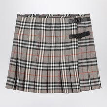  Burberry Grey wool kilt skirt with Check pattern