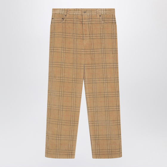 Burberry Sand-coloured check corduroy trousers